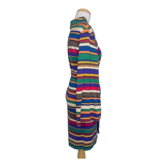 Sunny South Fashions of Dallas Striped Silk Knit Dress Vintage 1970s Rainbow - Picture 3 of 12